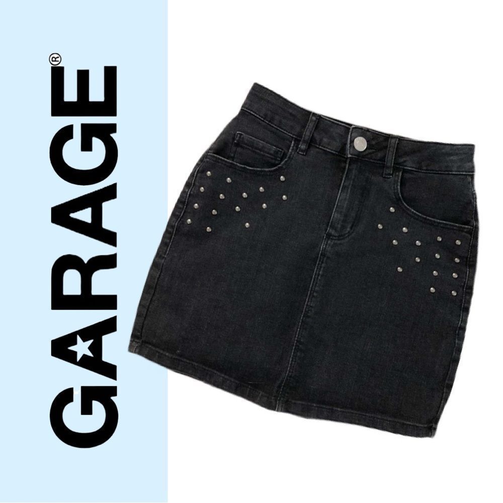Garage Women’s‎ Mini Denim Studded Black Skirt - Size M